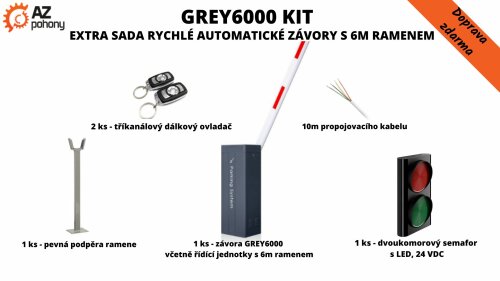 Grey6000 Kit - EXTRA sada rychlé automatické závory s 6m ramenem a semaforem pro řízení provozu